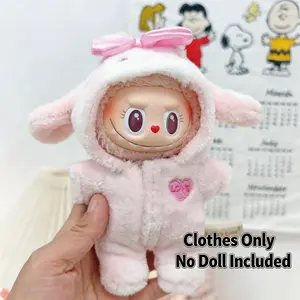 Cute Rabbit Design Doll Clothing For Labubu, 1 Piece Sitting Party Doll Clothes Set, Melody Little Rabbit Jumpsuit Set, Plush Doll Clothing, Doll Accessories, Outfits