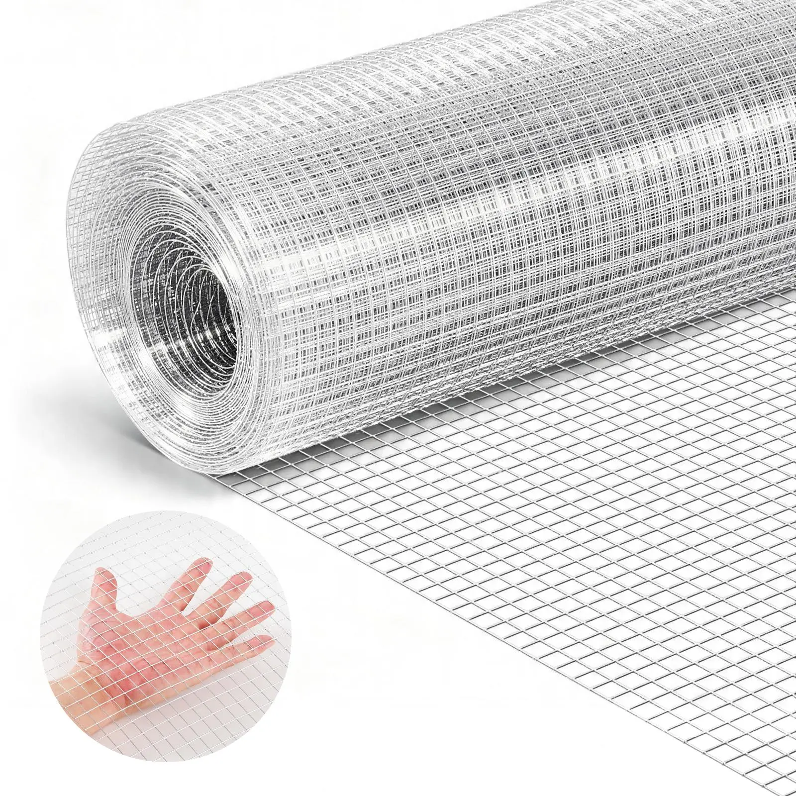 【SummerFinds】VEVOR Hardware Cloth, 1/2 inch 60 inch x 50 ft 19 Gauge Chicken Wire Fence, Hot-Dip Galvanized After Welding Metal Wire Mesh Roll, Garden Plant Welded Fencing Roll Supports Poultry Netting Cage Fence