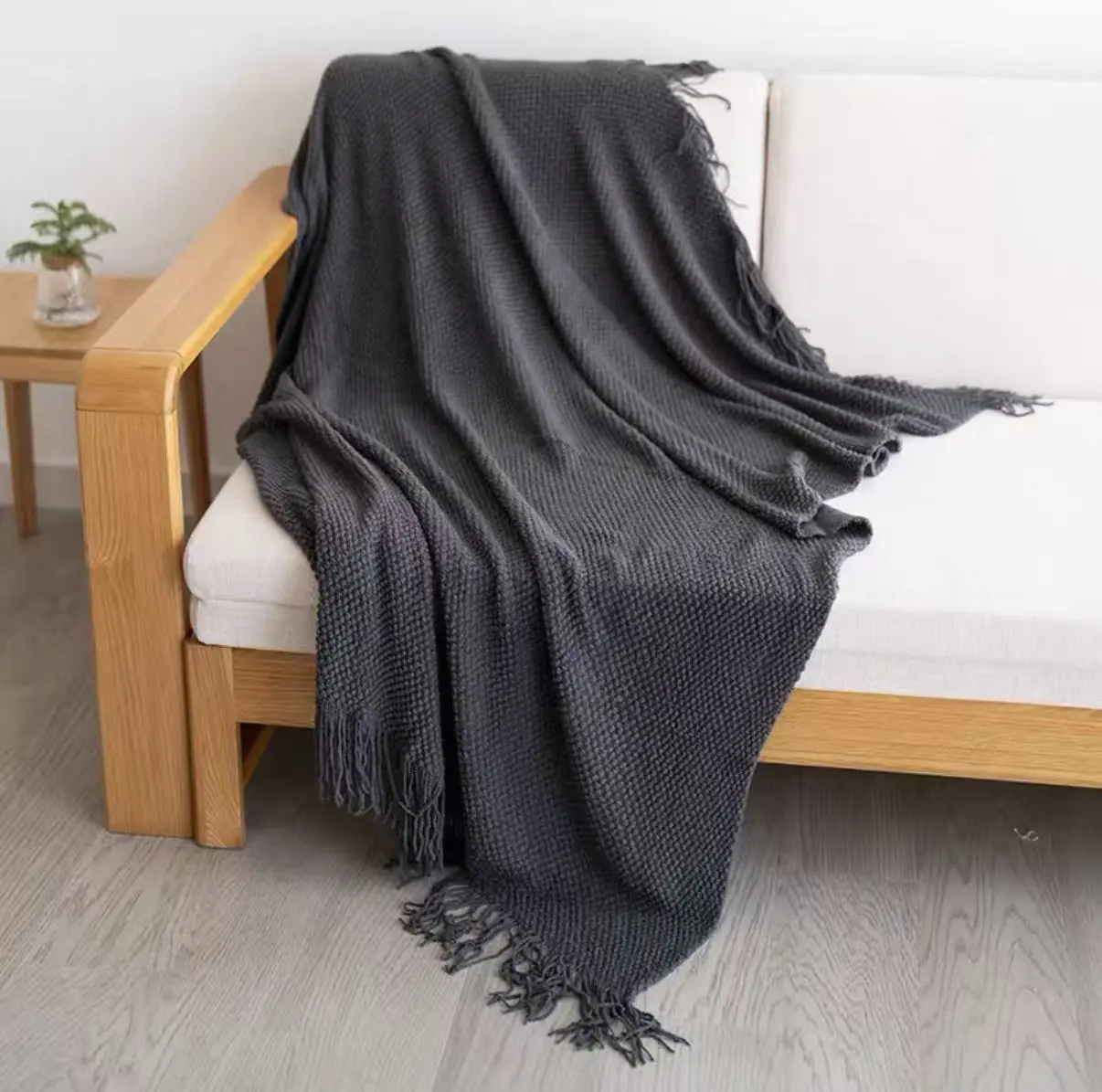 Waffle Knit Throw Blanket Chenille Knitted Blanket Soft Comfort Blanket For Bed Sofa Neutral Aesthetic Throw Home Decor All Season Use sohochic