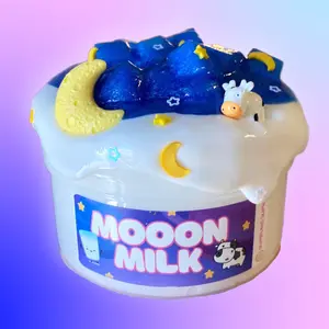 Moon milk slime, thick and glossy slime, jelly cube slime