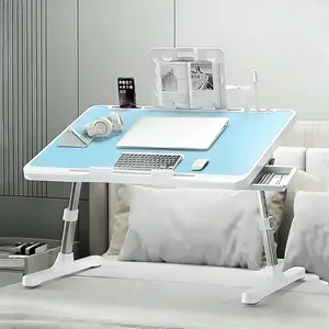 Large Laptop Bed Desk Adjustable Height Laptop Bed Table with USB Charging Port Foldable Handle Card Slot & Drawer for Students Remote Workers Dormitory Bedside Home Office