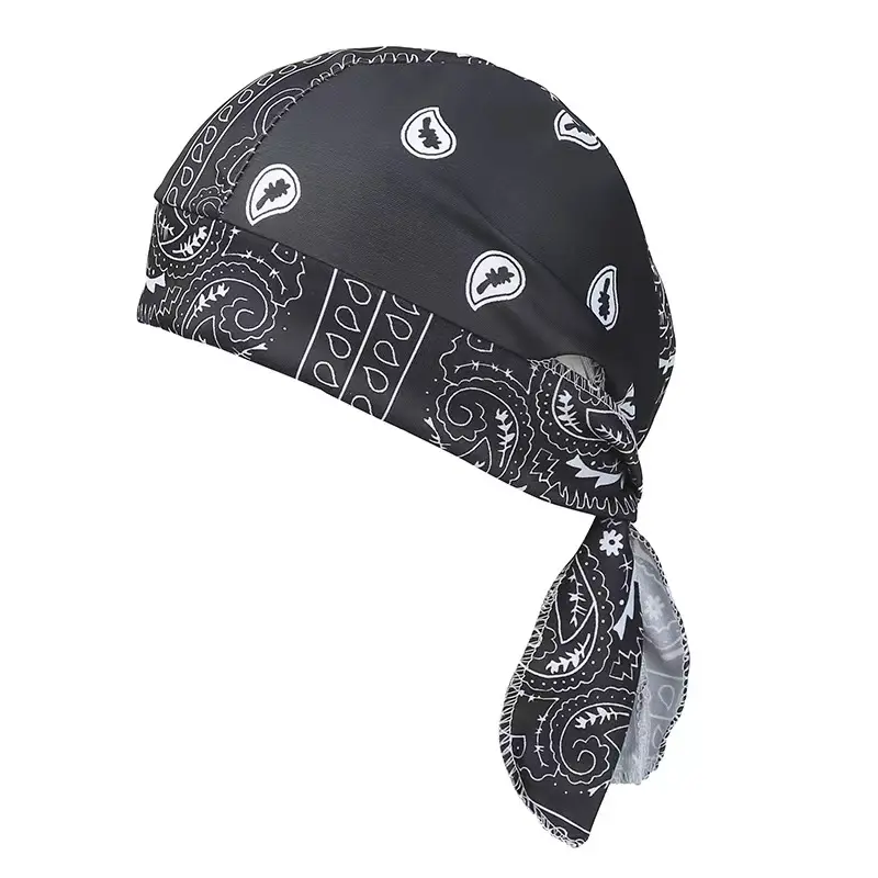 Sports Hat - Lightweight Sweat-Wicking Beanie for Biking, Running Training, Outdoor Use, Digital Paisley Print Multi-Color Street Style Headwear with Soft Polyester Fiber and Thick-Soled Soft Leather Accents
