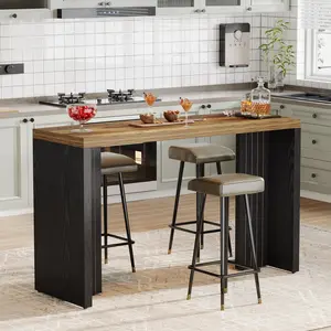 LITTLE TREE Home Bar Unit, 55.12-Inch Bar Table with a Spacious Tabletop, Modern Freestanding Mini Bar for Home Kitchen, Living Room, Balcony, Basement