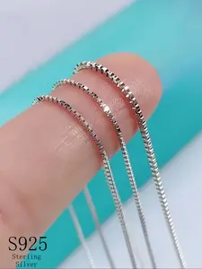925 Sterling Silver Simple Fashion Box Chain Necklace, Fashion Jewelry for Party, Daily Clothing Decor, Trendy All-match & Exquisite Jewelry for Birthday Gift, Minimalist Necklace, Dainty Necklace