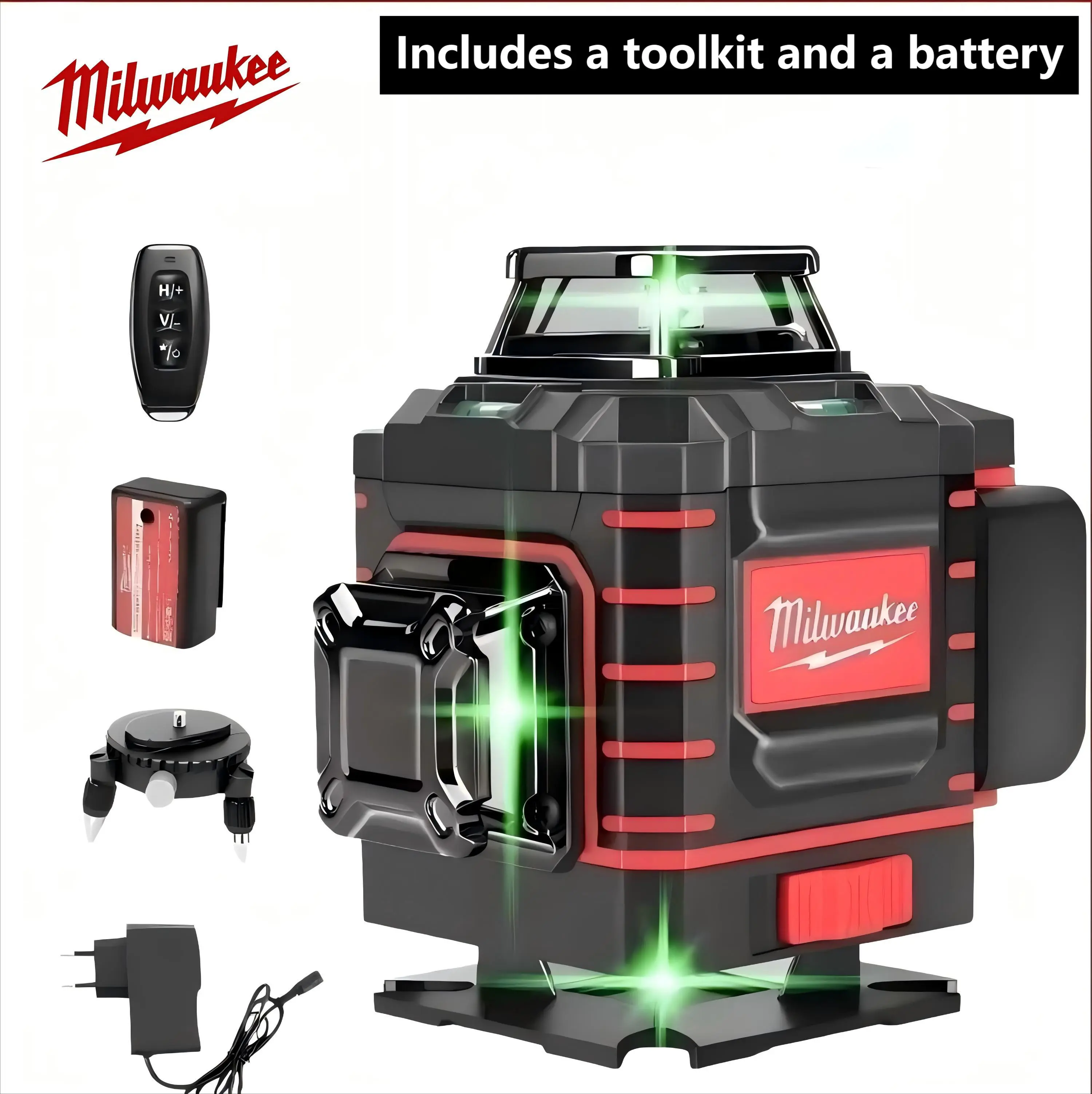 Milwaukee 4D 16 Lines Laser Level – 360° Self-Leveling, High-Visibility Green Beam, Remote Control – Complete Layout Solution