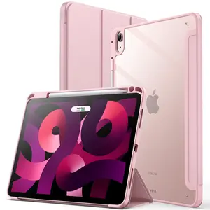 JETech Case ONLY for iPad Air 11-Inch M4/M3/M2 (2026/2025/2024), iPad Air 5/4 (2022/2020 5th/4th) with Pencil Holder, Clear Transparent Back Slim Stand Shockproof Tablet Cover