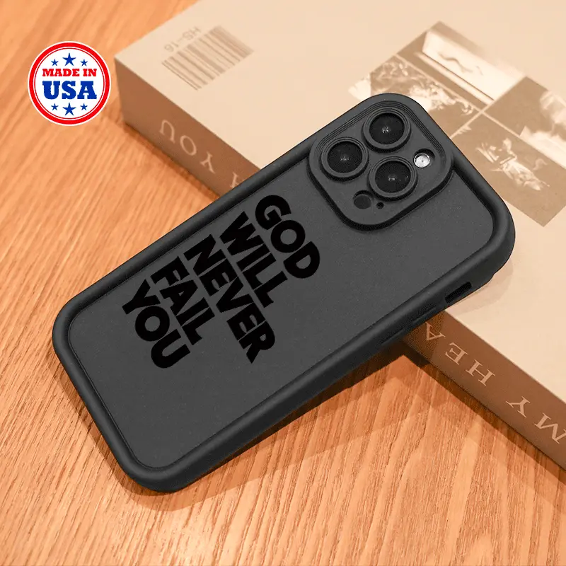 Christian Bible Psalms Quotes "God Will Never Fail You" Pattern Shockproof Phone Case - Customized Metal Accessory for iPhone 11 12 13 14 15 16 Pro Max, Handheld Devices Protector, Mobile Tech Accessory