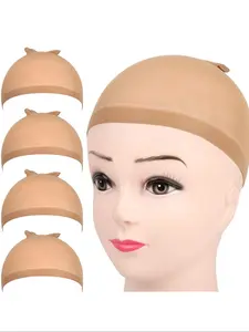 Simple Wig Cap, 4pcs Solid Color Wig Cap for Women & Men, Casual Breathable Wig Cap for Lace Front Wig, Invisible Stocking Caps for Wigs for Daily Use