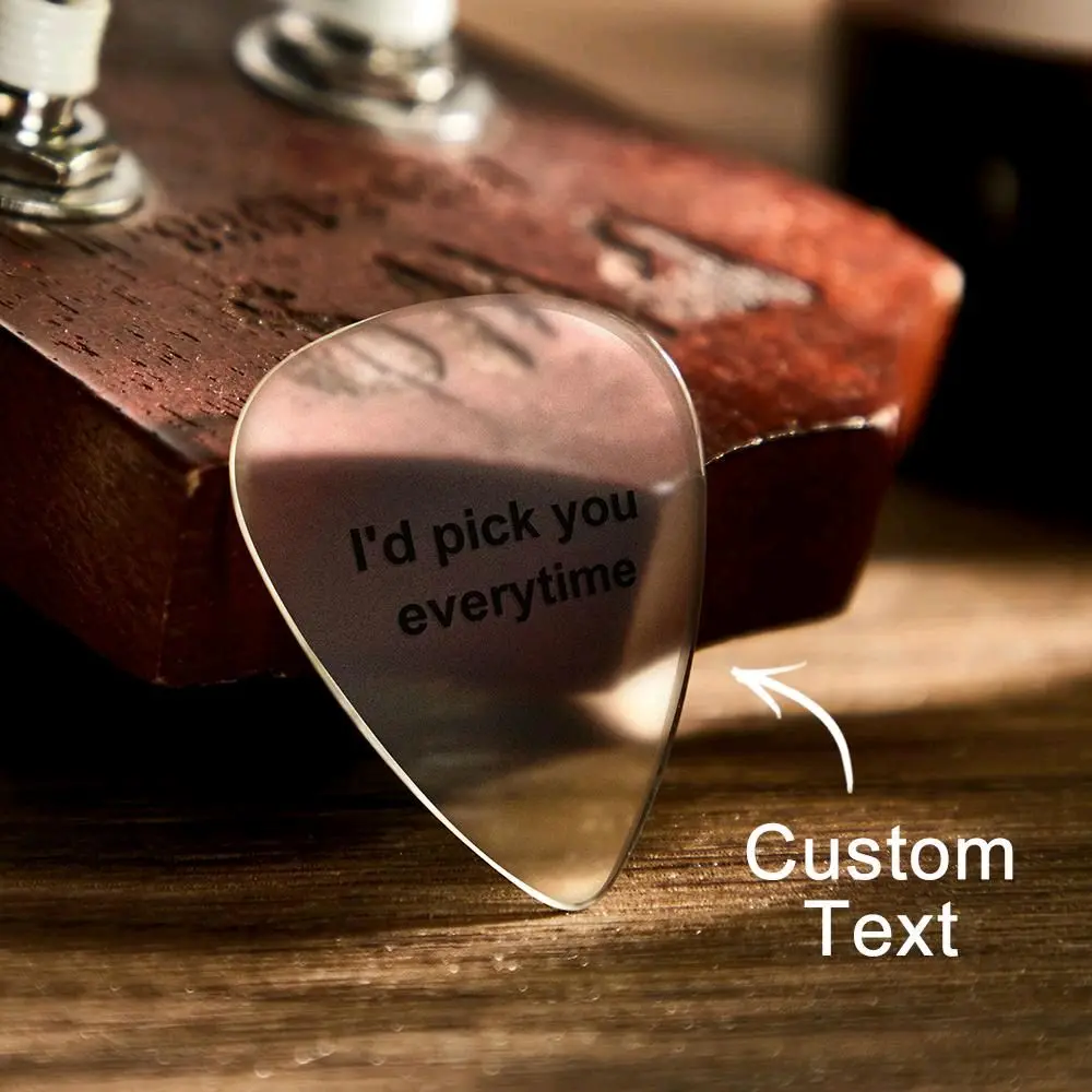 Custom Guitar Pick With Text Transparent Engraving