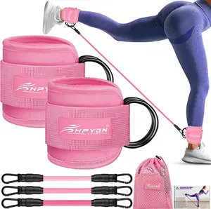 Ankle Resistance Bands, Ankle Bands for Working Out with Cuffs, Resistance Bands for Leg Butt Training Workout Equipment for Kickbacks Hip Gluteus Training Exercises, Ankle Straps with Exercise Bands resistant bands Fitness ankle resistance Outdoorfun