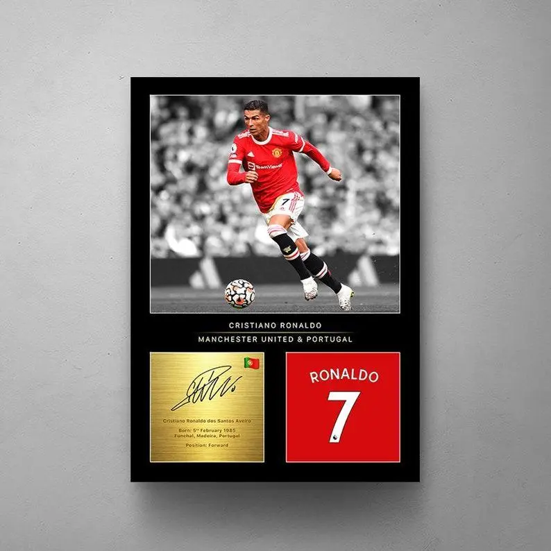 Cristiano Ronaldo Soccer Art Print Poster Framed Canvas Wall Art Decor Man Cave