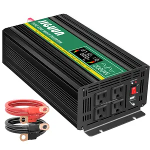 JIGUUN Pure Sine Wave Power Inverter 12v DC to 110/120v AC Inverter  with LCD Display for Home RV Camping Emergency
