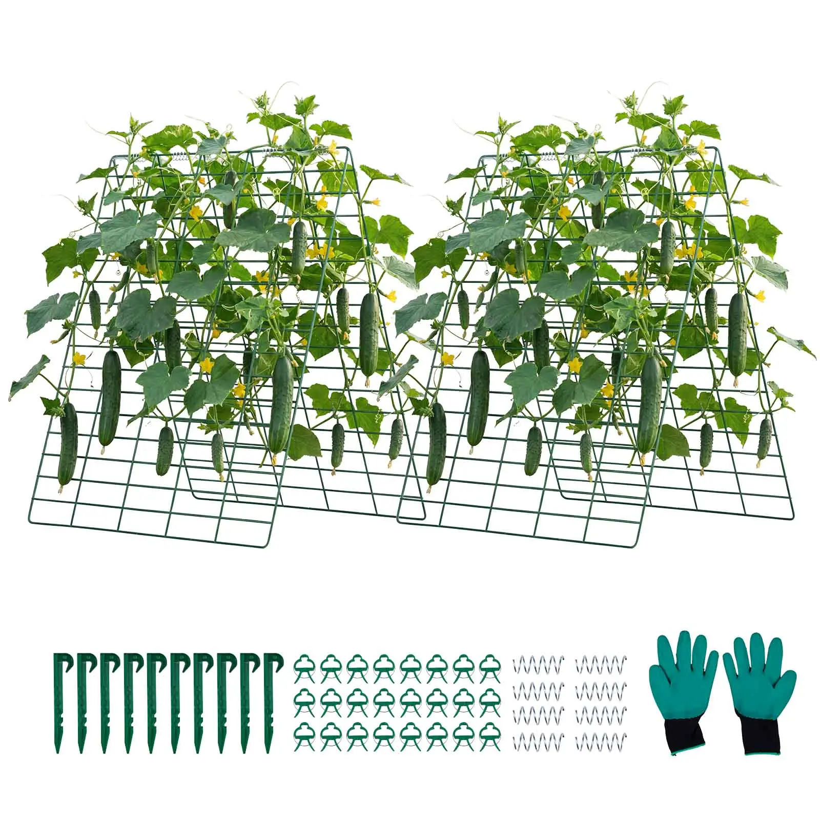 【SummerFinds】VEVOR Cucumber Trellis 4 Pack, A-Frame Garden Trellises for Raised Bed, Metal Rustproof Coating Plant Support for Vine, Climbing Plants, Peas, Beans, Zucchini, Tomato, Flower (35.43 x 27.56 in x 4PCS)