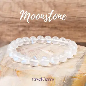 Radiant Rainbow Blue Moonstone Bracelet (4-12mm) | June Birthstone for Emotional Balance, New Beginnings & Inner Glow | Perfect Gift for Mom Feminine Energy Healing Ethereal Spiritual