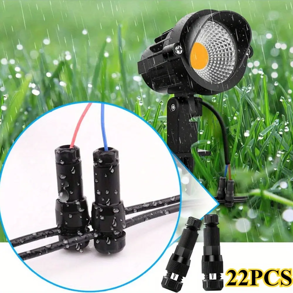 22Pack Low Voltage Waterproof Replacement Landscape Light Cable Connector 12-20 Gauge Wire Connectors for Landscape Lighting Path Lights