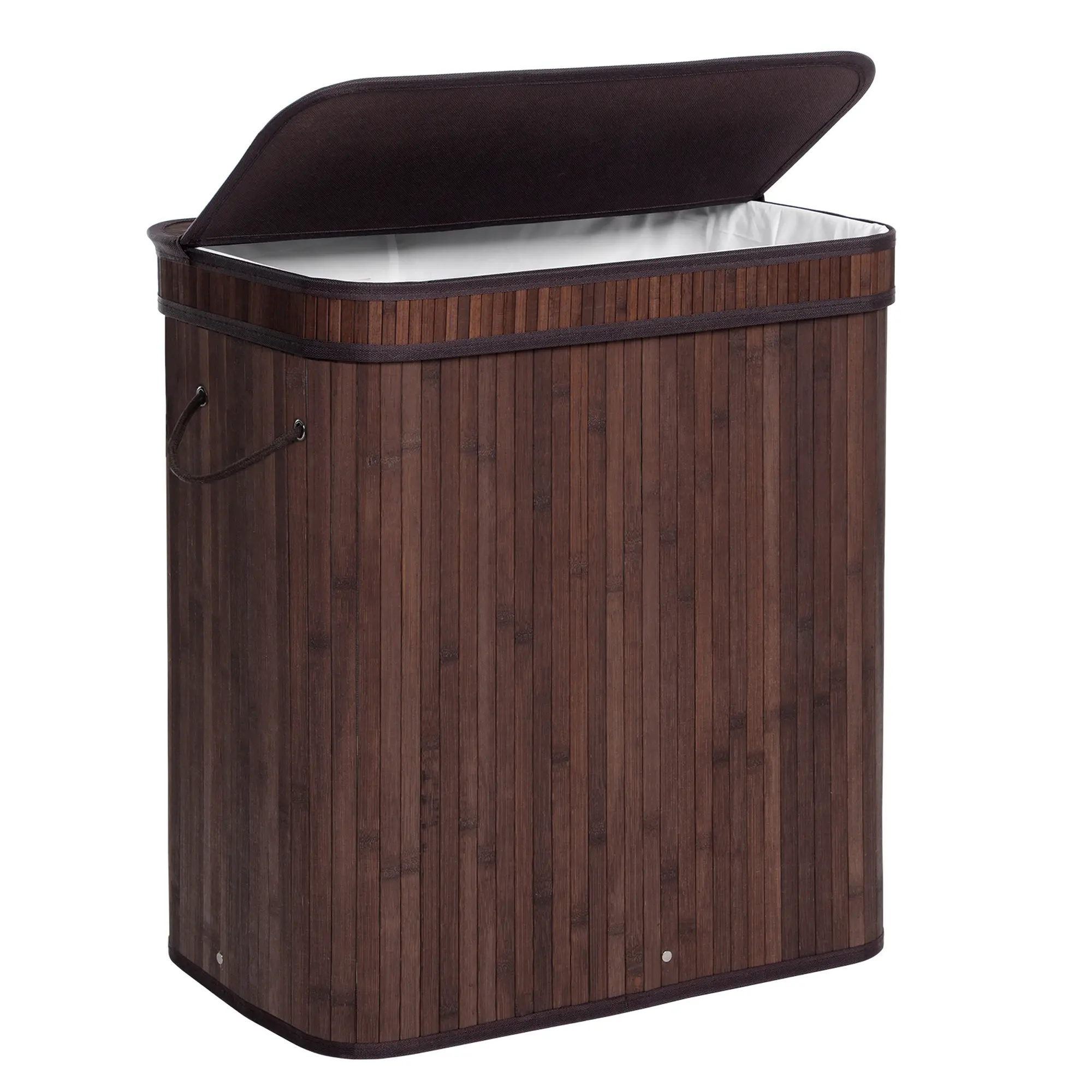 SONGMICS Laundry Hamper with Lid, Bamboo Launry Basket with Handles, Foldable Storage Basket for Laundry Room, Bedroom