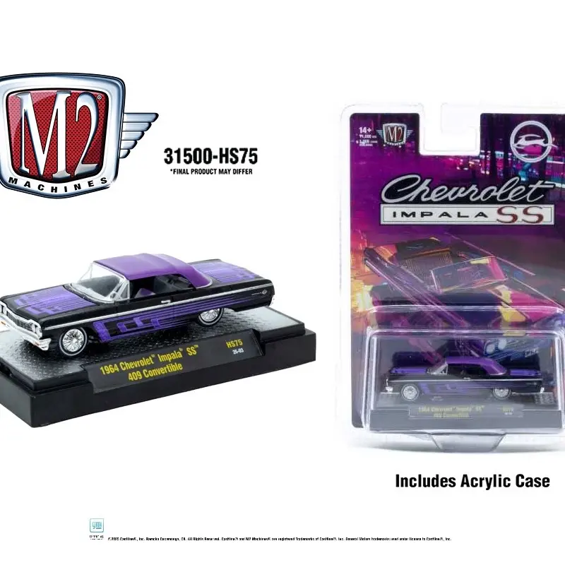 M2 Machines 1:64 1964 Chevrolet Impala SS 409 Convertible – Black – Hobby Exclusive