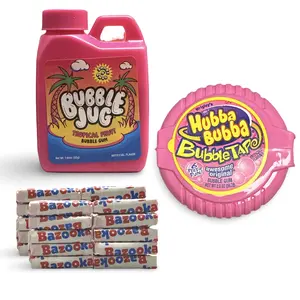 Nostalgic Bubble Gum Candy: Bazooka Bubble Gum (~19 Pieces), Bubble Tape and Bubble Jug