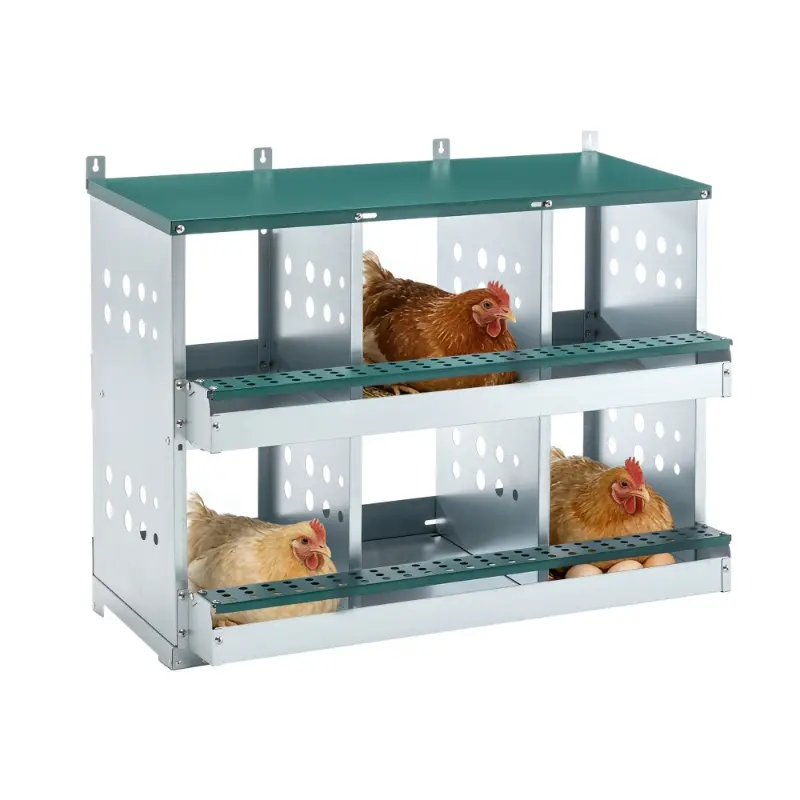Galvanized Steel 6-Compartment Roll Away Chicken Nesting Box - 18-20in, Spacious & Cozy Nesting Area, All Seasons, Easy Setup, Durable for Barn Use, Green (Farm Animal & Poultry Supplies Accessory), 18-20 Inches, Barn Environments