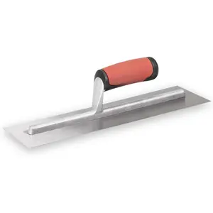 QLT Concrete Finishing Trowel, 14 x 4 Inch Carbon Steel , Soft Grip Handle,