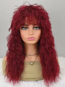 Long Curly Gradient Wig, Synthetic Wig, Men & Women 70s 80s Rocker Mullet Party Wig, Funny Costume Wig for Parties