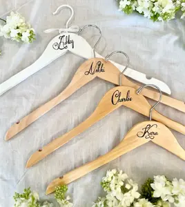 Personalized Hand Painted Hangers for Bridal Shower Bridesmaids Gifts & Wedding Favors Custom Name Hangers for Bridesmaids Maid of Honor and Wedding Party Favors