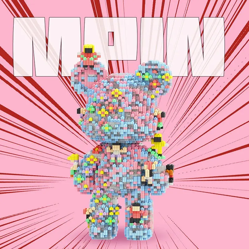 Mpin Building Block , 32cm High Bear Building Block set, Creative Building Blocks, Creative DIY Assembly Plaything, Unisex Gift Recommendation, Home Decor, Complete DIY Set