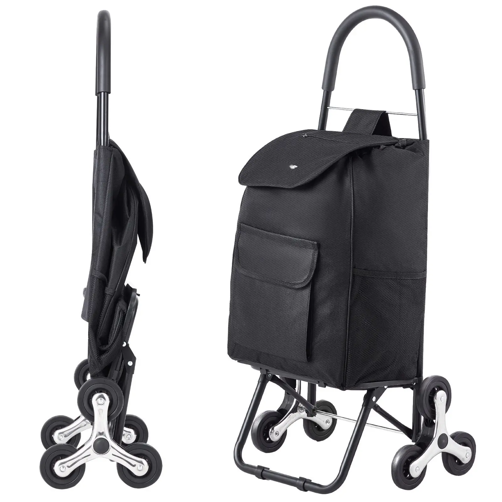 Stair Climbing Cart Foldable Shopping Cart 36L With Storage Bag 6-Wheel Design, Heavy Duty Aluminum Frame, Portable Grocery Cart, Laundry And Household Cargo Trolley, Easy Fold, Compact Storage, Ergonomic Handle
