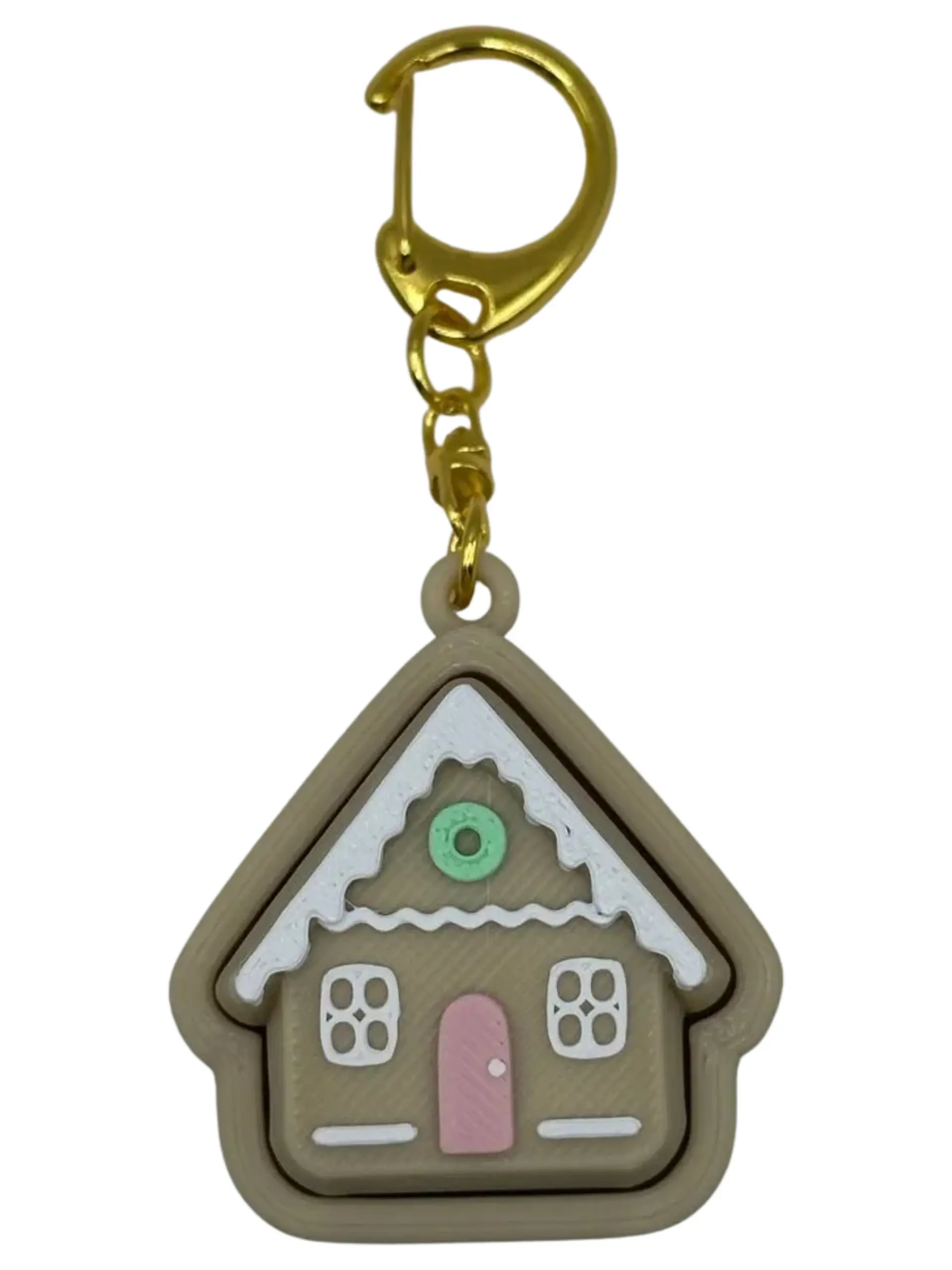 Pastel Gingerbread House Fidget Clicker: Christmas keychain accessory, stress relief, cute must have stocking stuffer