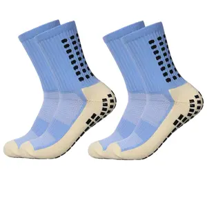 STANDWAY 2 Pairs Soccer Socks with Grip Pads Non Slip Football Basketball Sports Socks for Men Women