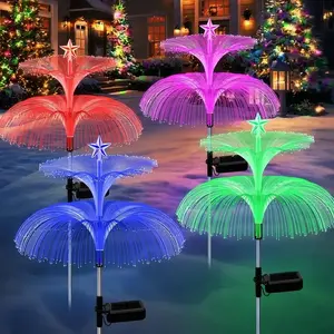 Solar Garden Lights 4 Pack, Solar Lights Outdoor Waterproof 7 Color Changing Jellyfish and Star Flower Garden Decor, Decorative Lights, Yard Outdoor, Gifts for Mother's Day, Solar Patio Lights, Pathway Lighting, Outdoor Pathway Solar Powered Lights