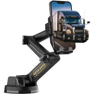 Suction Cup Phone Holder for Trucks, Car Cellphone Mount, Stable Long Arm Support, Compatible with iPhone & Samsung, Ideal for Dashboard or Window