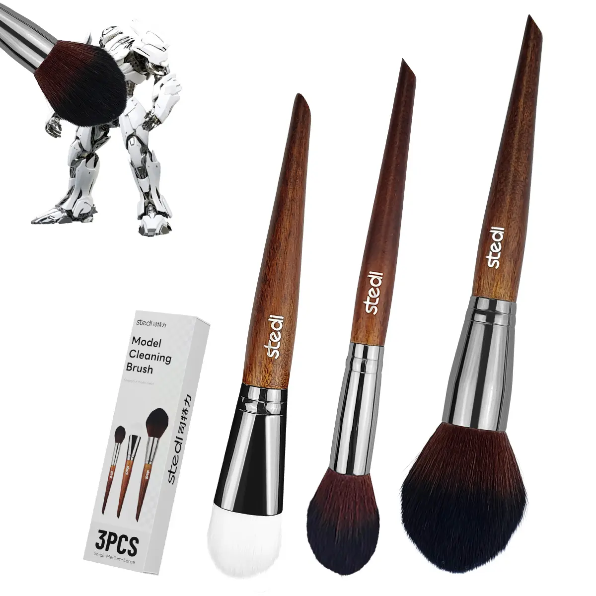 Stedi Model Cleaning Brush Set, Model Hobby Making Tool, 2 Soft and 1 Hard Dust Removal Brushes, Model Dust Removal Brushes Suitable for Statues, High Proportion Military Hobby Crafts