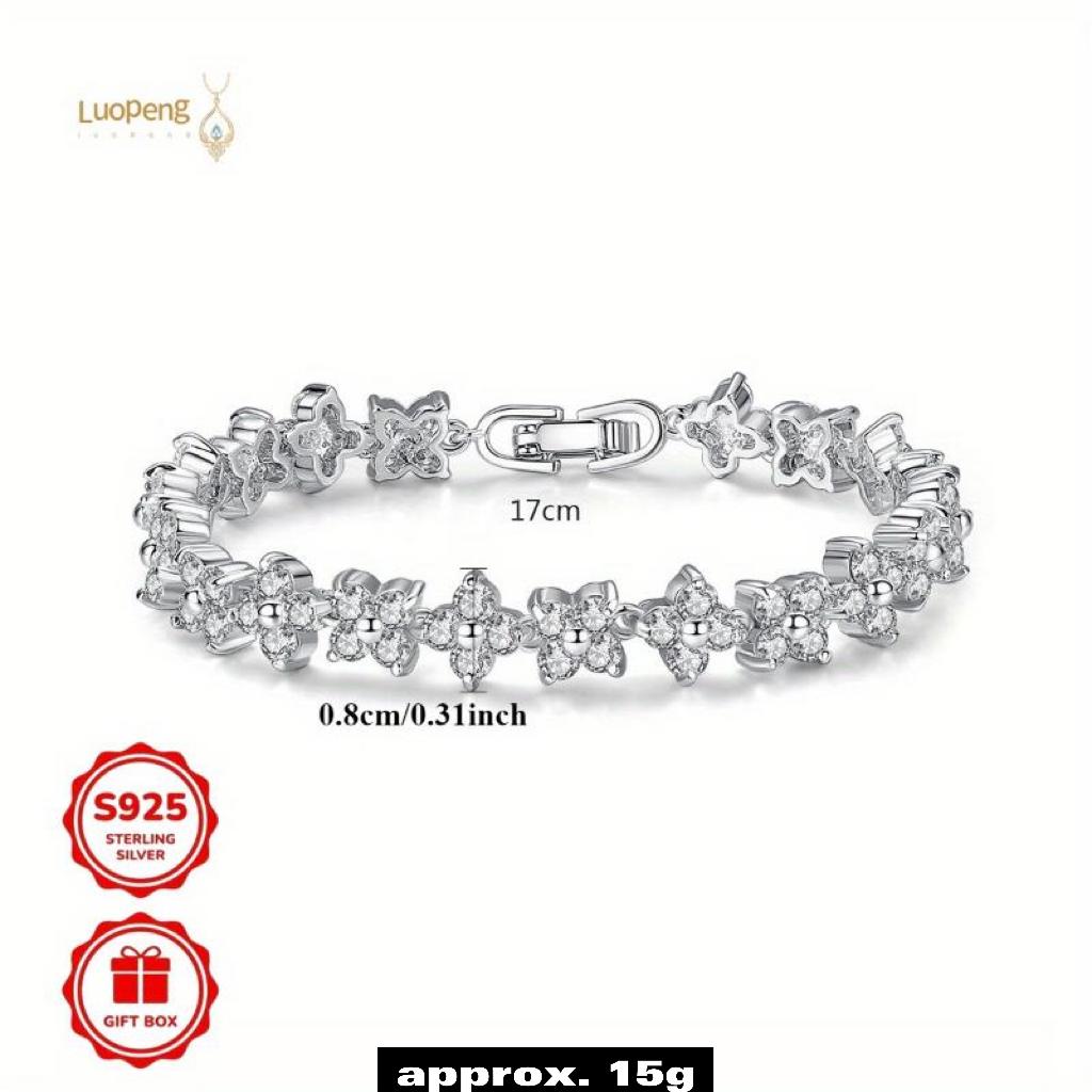 S925 silver super fairy small flower Moissanite bracelet, high-end niche Women's jewelry, party high beauty sparkling dazzling jewelry