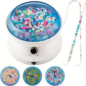 Electric Clay Bead Gyro Kit with 3 One Beads Tray 2 Beads Gyro Pin for Bracelet Necklace Jewelry Making