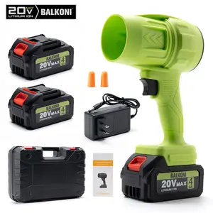 BALKONI Cordless Leaf Blower Violent Turbo Fan Electric Jet Blower Portable Dust Cleaner Handheld Blowers Air Duster with 2.0 or 4.0Ah Batteries Adjustable Speed for Drying Patio Cleaning Green