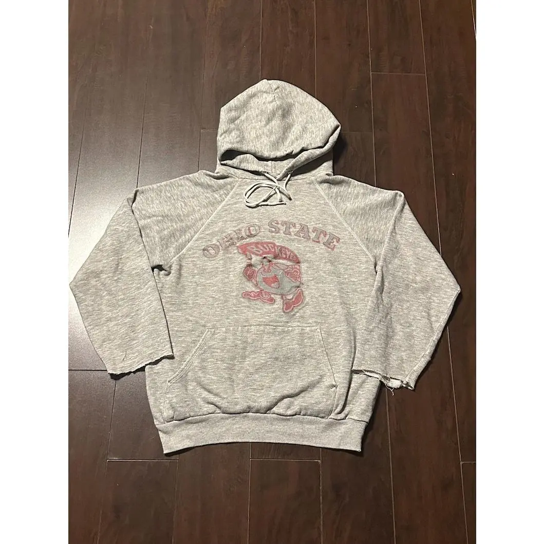 Vintage 1980s Ohio State University Buckeyes Collegiate Hoodie Sweatshirt Pullover Hanes USA