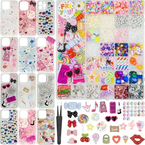 DoDoBeads 2250 Pcs Junk Case Charms Kit, Charms for Junk Cases, Phone Case Charms, Junk Case Kit with Big Charms, Bow Charms, Nail Charms, Letter Beads, Pink Charms,Junk Beads Charms