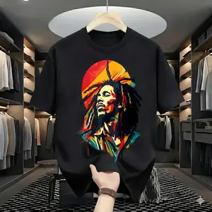 Colorful Rasta Vibes Graphic Tee Celebrating Vintage Reggae Music Legend Casual Shirt