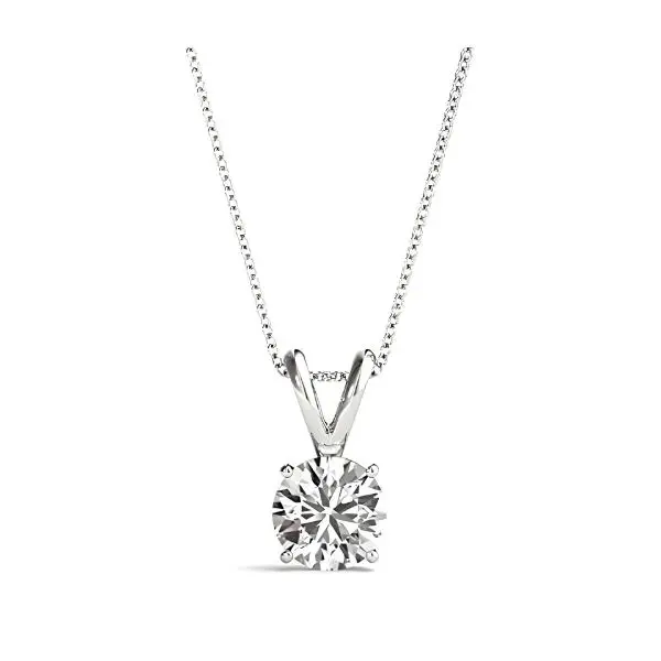 The Diamond Deal | IGI Certified Lab-Grown Diamond Solitaire Pendant Necklace | 2, 3, 4 & 5 Carat | D-G Color VS-SI Clarity | 14K White | 18" Box Chain