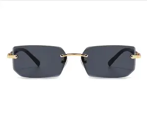 Rectangular Rimless Sunglasses Popular Unisex Shades For Female Male Summer Traveling