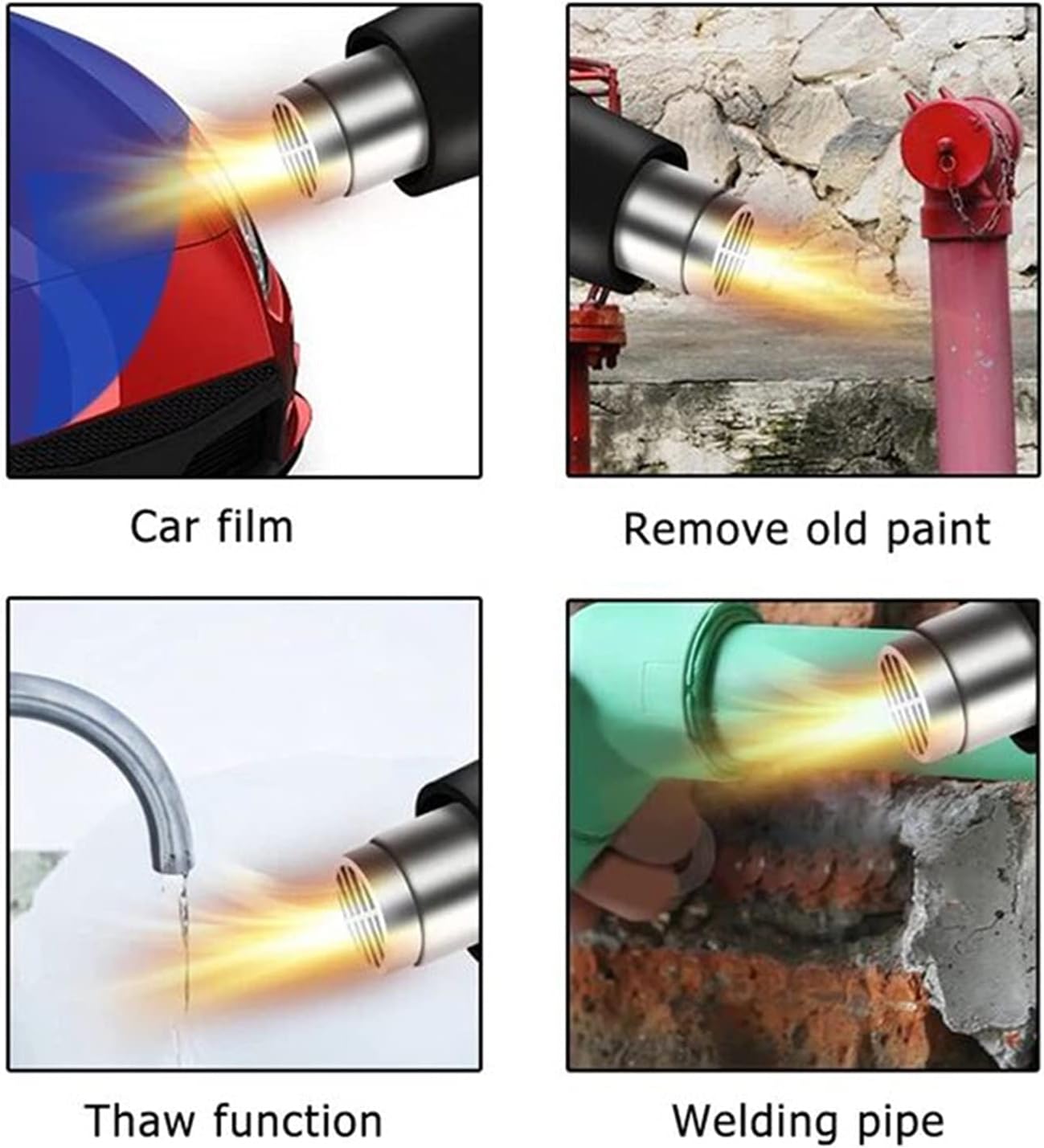 Heat Gun, 2500W Heavy Duty Hot Air Gun Kit Dual-temperature Setting 140℉-1112°F(60°C~600°C) , Hot Heat Gun with Overheat Protection, 4 Nozzles Included, for Shrinking PVC, Stripping Paint, Crafts Heat Gun, 2500W Heavy Duty Hot Air Gun Kit Dual-temperature Setting 140℉-1112°F(60°C~600°C) , Hot Heat Gun with Overheat Protection, 4 Nozzles Included, for Shrinking PVC, Stripping Paint, Crafts