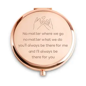 Friendship Gifts for Women Girls, Personalized Friends Gift for Birthday, Custom Compact Mirror for Her Bestie BFF, Graduation Mothers Day Basket Stuffers for Birthday Graduation