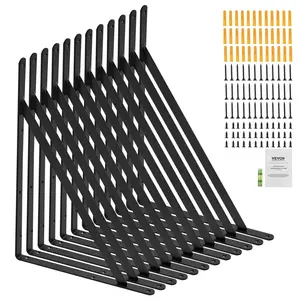 VEVOR Shelf Bracket, 18 x 12 in 12 Pcs, Heavy Duty Floating Shelf Brackets, Brackets for Shelves, 3mm Thick Matte Black Triangle Shelf Bracket,Steel Shelving Brackets with 160 lbs Load Capacity