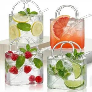 Handbag Glass Cup, 26oz Unique Wine Glass Hand Bag, Women Party Gift, Drink Holder, Thick Bottom Wine Glass, Fish Tank Vase, Creative Drinking Cup