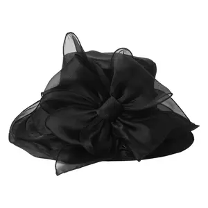 Kentucky Derby Hats for Women 3D Ruffle Floral Organza Wide Brim Fascinator, Elegant Church Wedding Tea Party Hat for Women, Lightweight Sheer Dress Hat Spring Summer