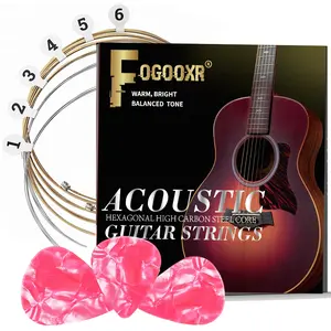 Acoustic Guitar Strings With 3 Celluloid Picks Numbered 6-String Set Steel Guitar Strings