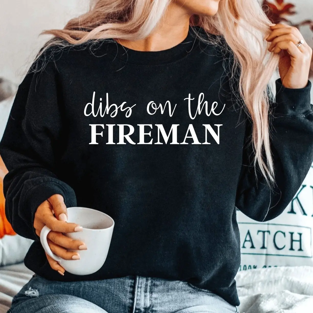 Fireman sweatshirt Fireman's Wife sweatshirt Wife of Fireman sweatshirt Girlfriend sweatshirt Dibs sweatshirt Dibs on Him fire wife wife mom