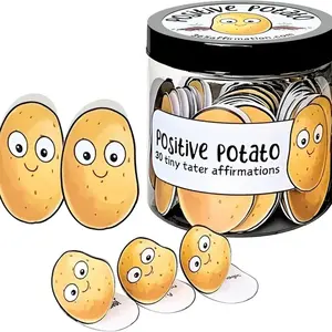 Gift Jar Set with Positive Potato Pickles Decorations, Includes 30/60 Emotion Support Affirmation Cards, Outdoor Lawn Decoration, Party Favors Assortment, Encouragement Gift, Quirky Gift