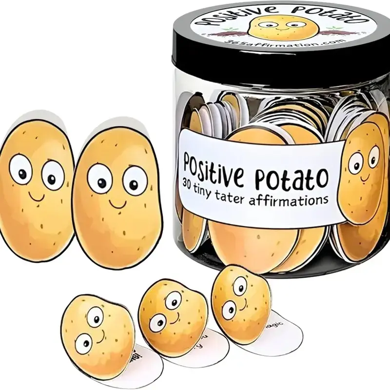 Gift Jar Set with Positive Potato Pickles Decorations, Includes 30/60 Emotion Support Affirmation Cards, Outdoor Lawn Decoration, Party Favors Assortment, Encouragement Gift, Quirky Gift